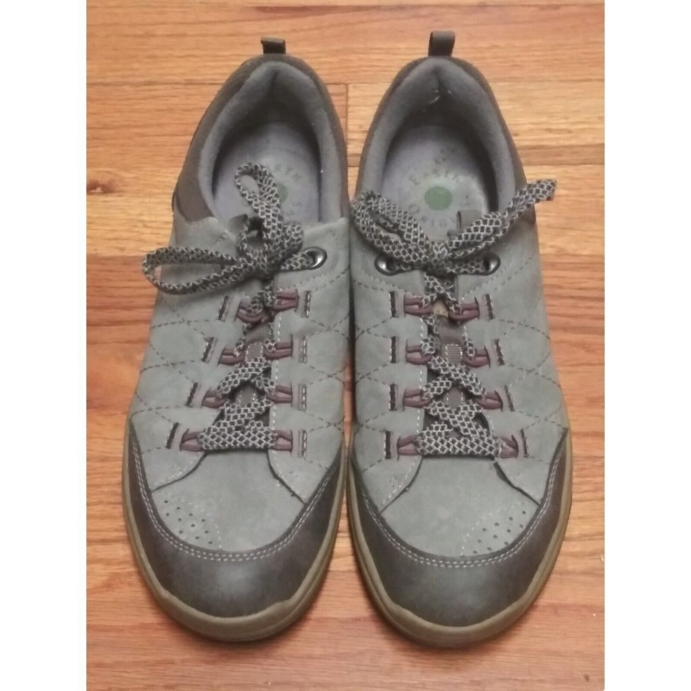 Earth Origins Sneakers Lace-Up Womens 9M Comfort walking Shoes Grey Brown SUEDE - Picture 4 of 9